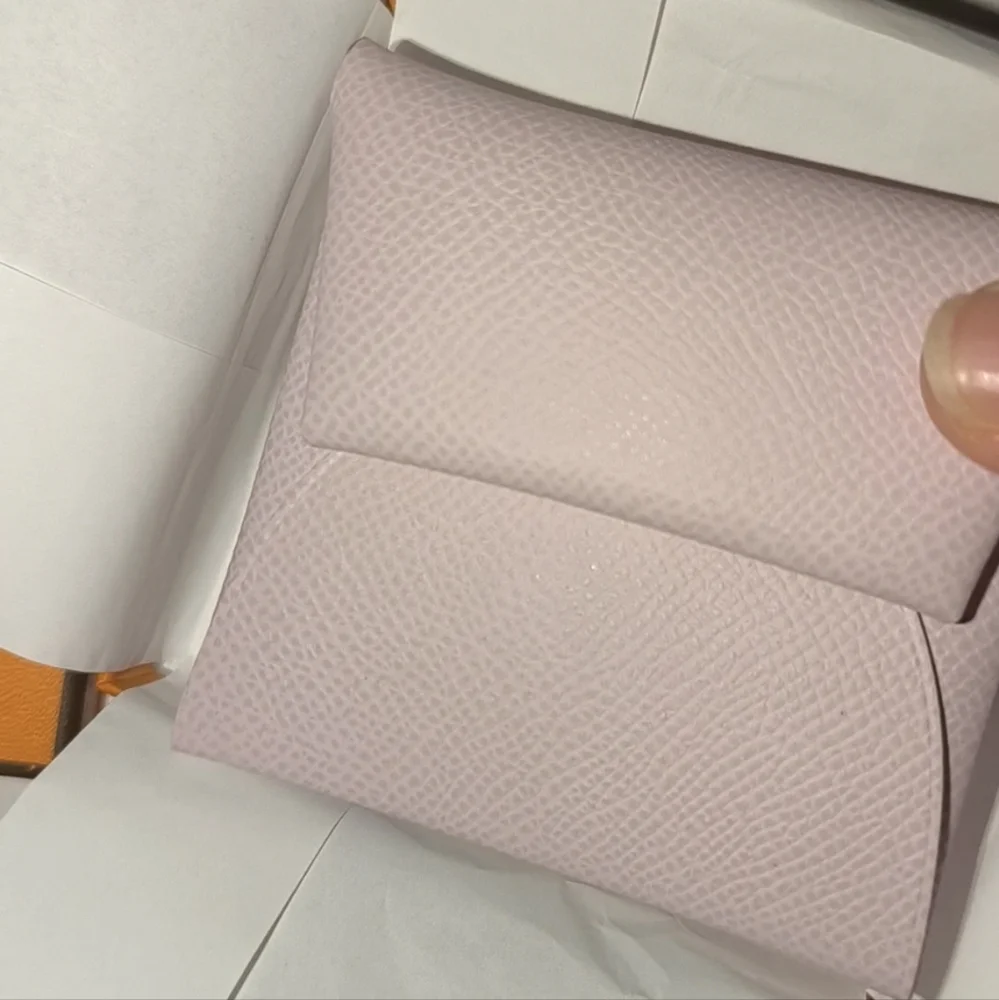 Hermes Bastia Change Purse In Epsom Calfskin Leather Mauve Pale